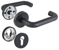 КОМПЛЕКТ ДВЕРНЫХ РУЧЕК С НАКЛАДКАМИ ПОД ЦИЛИНДР FR.DH57.0219 NE 8x140, BL-24 ММ, ЧЕРНЫЙ